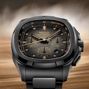 Der Höhenring des Mido Multifort TV Chronographen ist mit einer Tachymeterskala versehen.