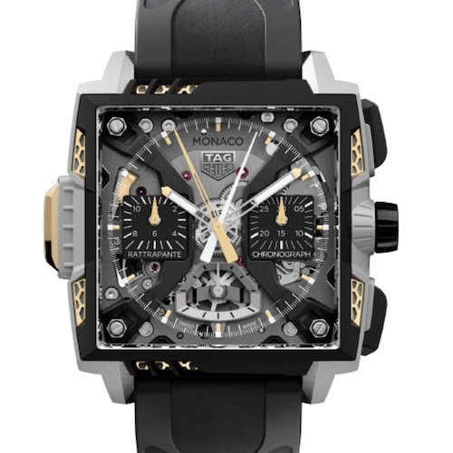 Das Zifferblatt aus Saphirglas gibt einblick in den Rattrapante-Mechanismus.