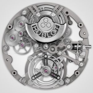 Das automatische Tourbillonwerk arbeitet mit einer Frequenz von drei Hertz.