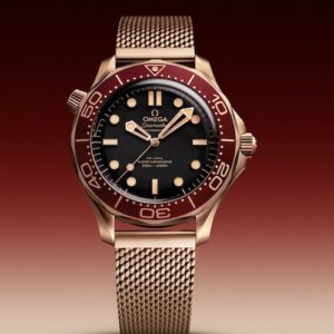 Gehäuse und Band der Seamaster Diver 300M von Omega sind aus Bronze-Gold gefertigt.