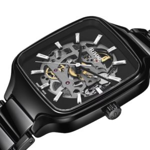 Das Monobloc-Gehäuse der Rado True Square Skeleton ist 9,7 Millimeter hoch.