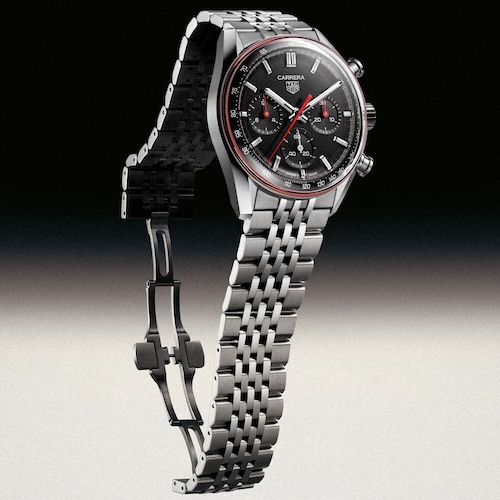 TAG Heuer Carrera Chronograph Glassbox 41 Millimeter Stahlband Das siebenreihige Edelstahlband wird von einer Faltschließe gesichert.