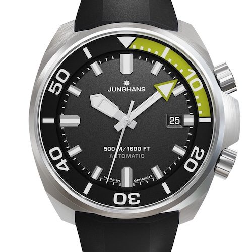 Junghans Aquaris Diver Gelb 27_4267.44 Kautschuk Als Wechselband wird ein synthetisches Kautschukband mitgeliefert.