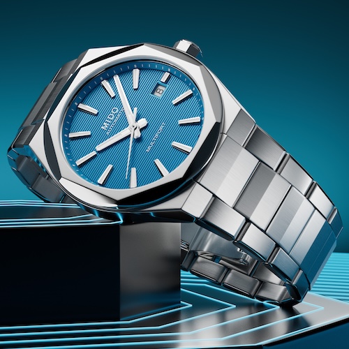 Lünette und Krone der Mido Multifort 8 One Crown besitzen jeweils acht Facetten.