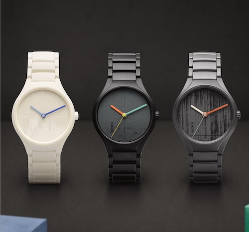 Rado übersetzt das Farbsystem von Le Corbusier in Keramik und die Lackierung der Zeiger.