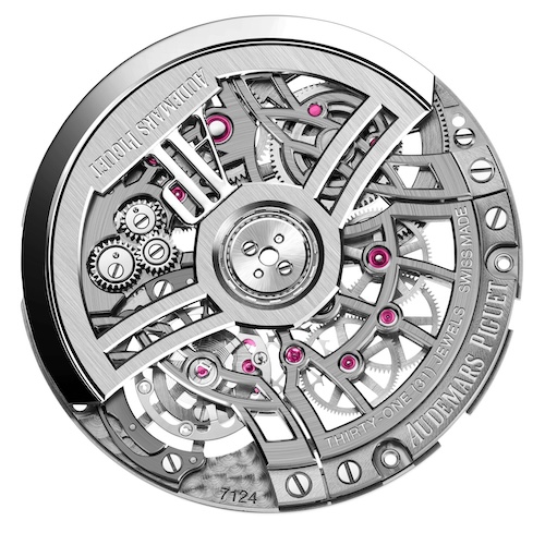 Audemars Piguet Kaliber 7124 Das automatische Kaliber 7124 besteht aus 211 Komponenten und ist nur 2,7 Millimeter flach.