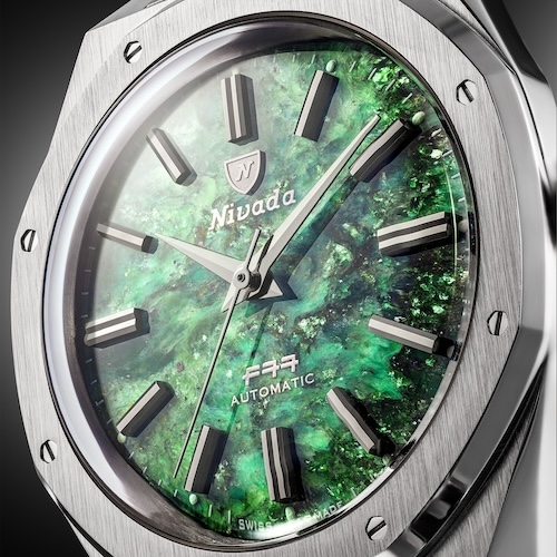 Nivada Grenchen F77 Mark II Green Aventurin Die Nivada Grenchen F77 Mark II mit einem Zifferblatt aus Green Aventurin.